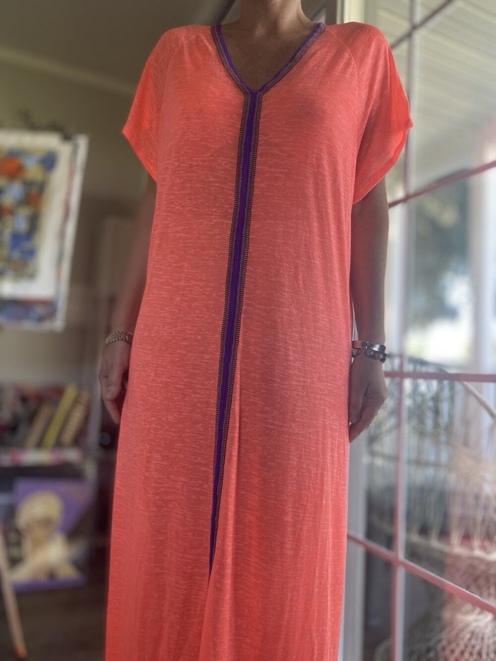 Pitusa Long Dress Orange M Oversize Cotton Blend